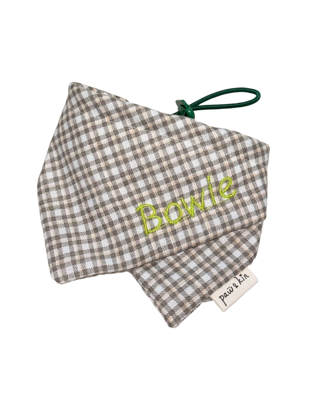 Personalized Dog Bandana | Brown Plaid Dog Bandana with Custom Pet Name | Adjustable Dog Bandana