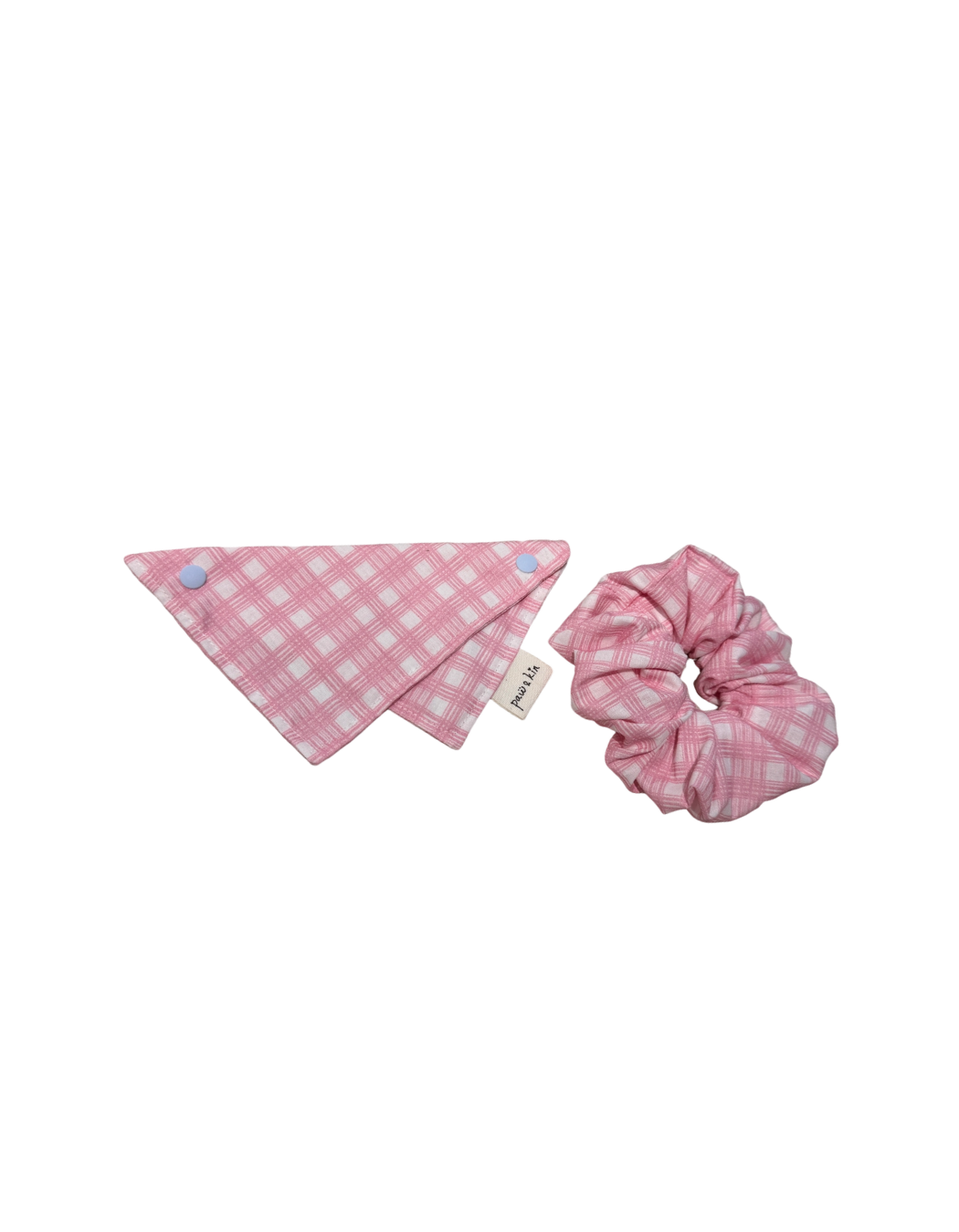 Pink Gingham Dog Bandana Set | Matching Dog Bandana & Scrunchie | Dog & Owner Matching Set