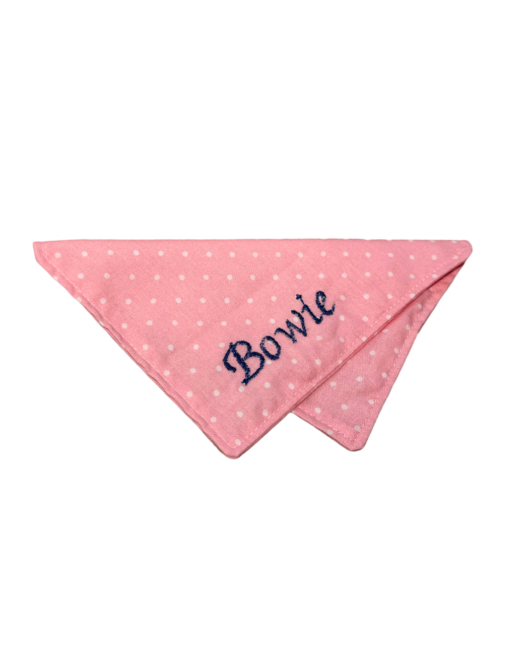 Personalized Pink Polka Dot Dog Bandana | Custom Embroidered Name | Triangle Dog Bandana