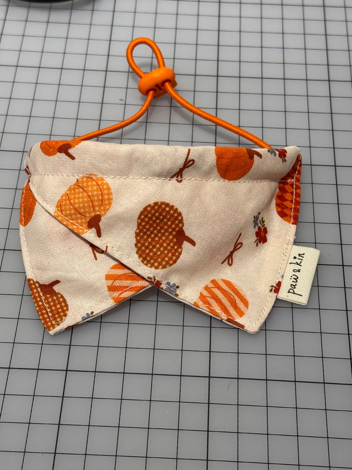Pumpkin Dog Bandana | Fall Floral Dog Bandana with Adjustable Fit | Thanksgiving Dog Bandana