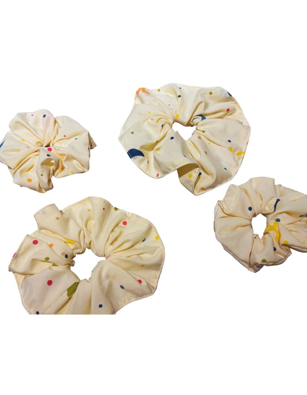 Polka Dot Scrunchie | Colorful Fabric Hair Scrunchie | Soft Stretchy Scrunchie