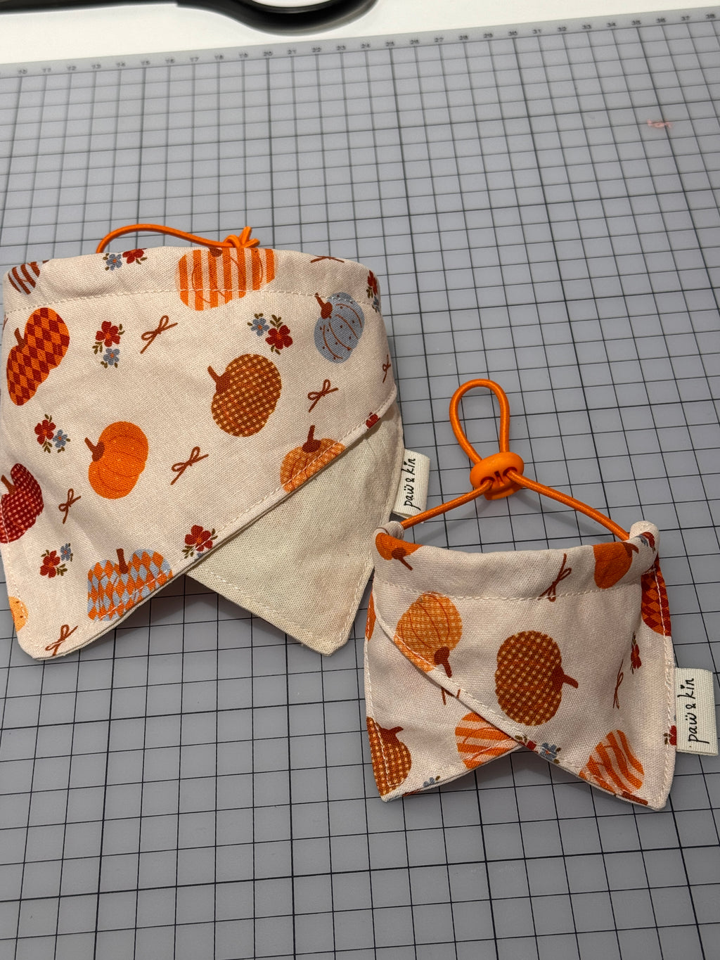 Pumpkin Dog Bandana | Fall Floral Dog Bandana with Adjustable Fit | Thanksgiving Dog Bandana