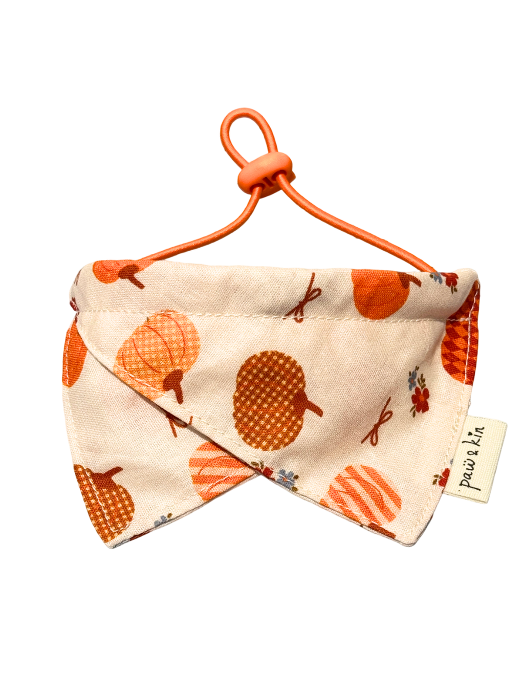 Pumpkin Dog Bandana | Fall Floral Dog Bandana with Adjustable Fit | Thanksgiving Dog Bandana