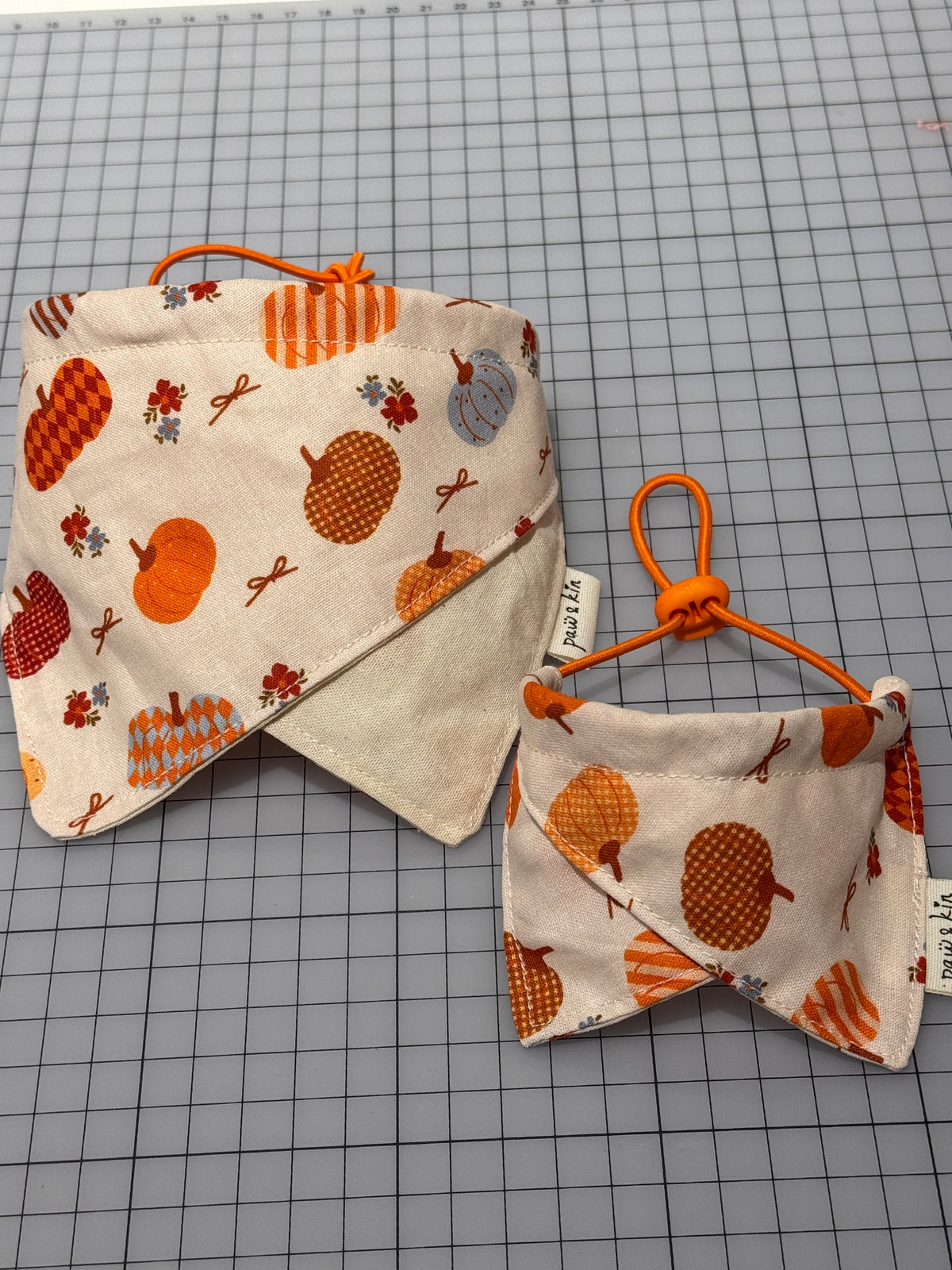 Pumpkin Dog Bandana | Fall Floral Dog Bandana with Adjustable Fit | Thanksgiving Dog Bandana