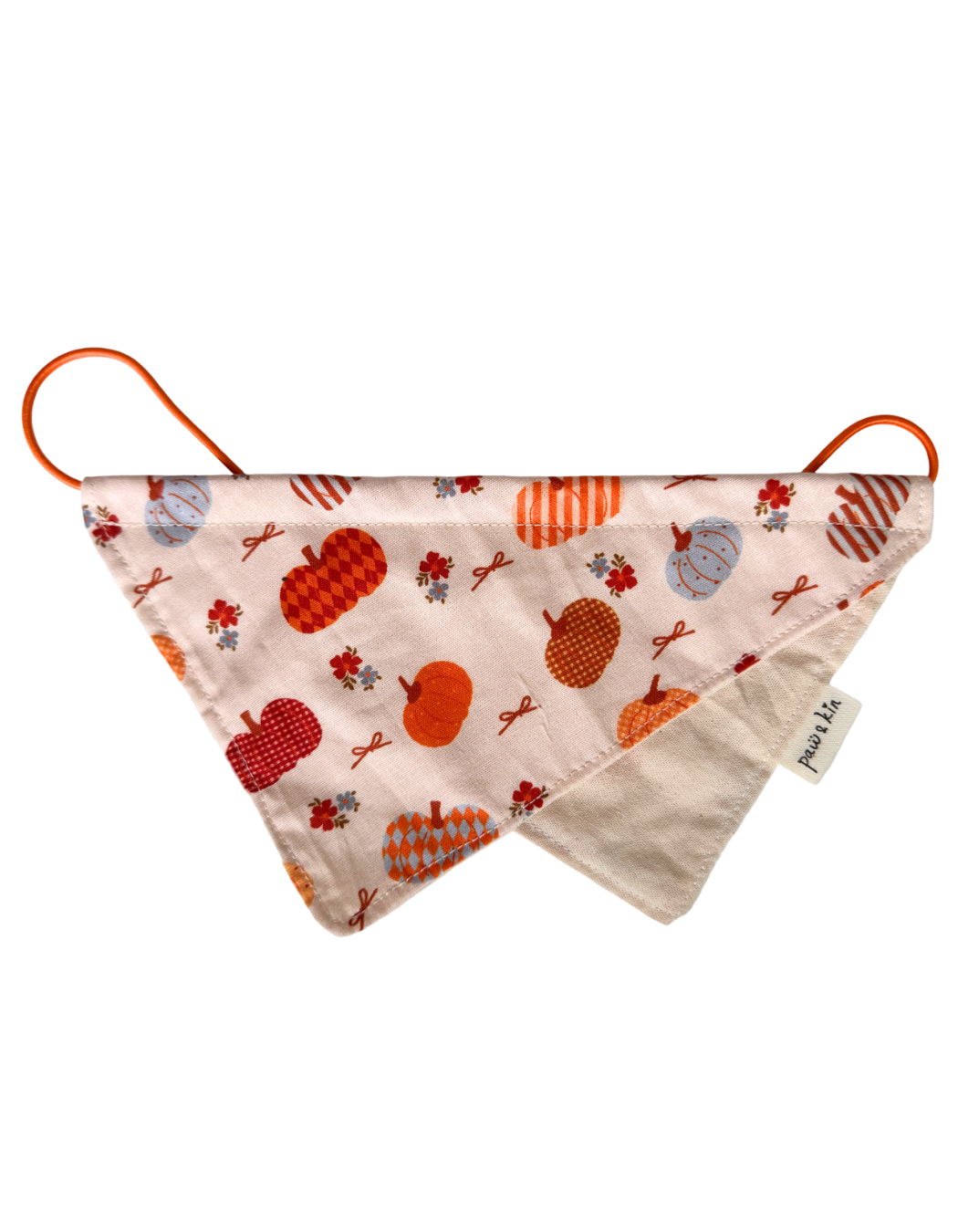 Pumpkin Dog Bandana | Fall Floral Dog Bandana with Adjustable Fit | Thanksgiving Dog Bandana